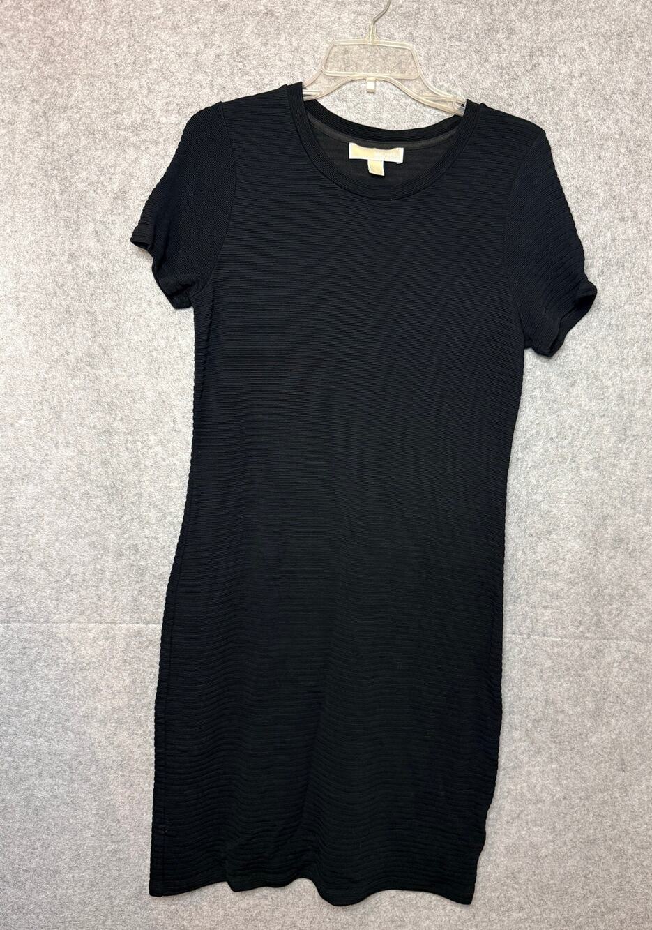 Michael Michael Kors Black Textured Short Sleeve Sheath Dress Size L